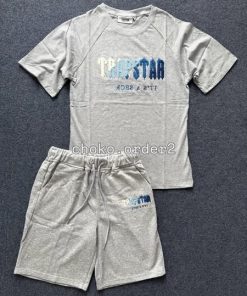 Classic Shop 15 Set Trapstar xám logo thêu xanh dương